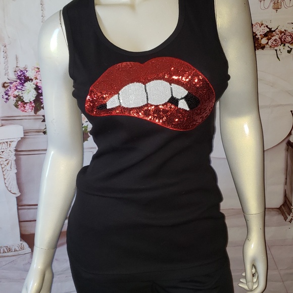 Sleeveless Soft Rib Beater Longer length Tank-Lips - Picture 4 of 4